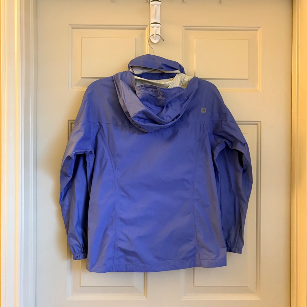 Marmot PreCip Girls Large Waterproof Hooded Rain Jacket Purple Packable Shell - Picture 2 of 8
